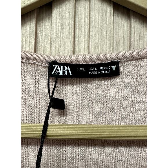 ZARA Sleeveless Ribbed Tie Front Top Sz L Women's Top - Picture 5 of 8